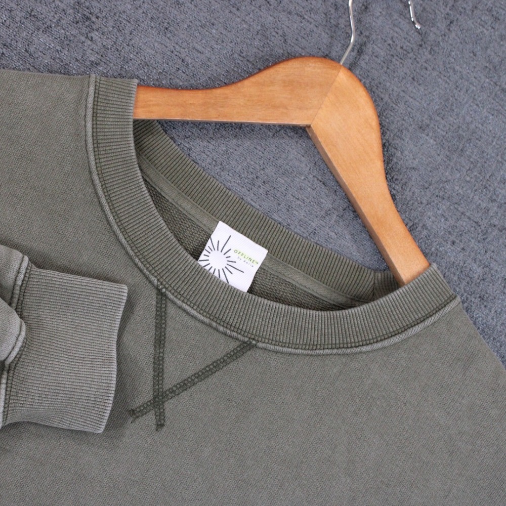 OFFLINE by Aerie Olive Green Oversized Crewneck Sweatshirt Medium